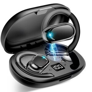 Black Wireless Earbuds with Charging Case, NEW STRAITS TIMES